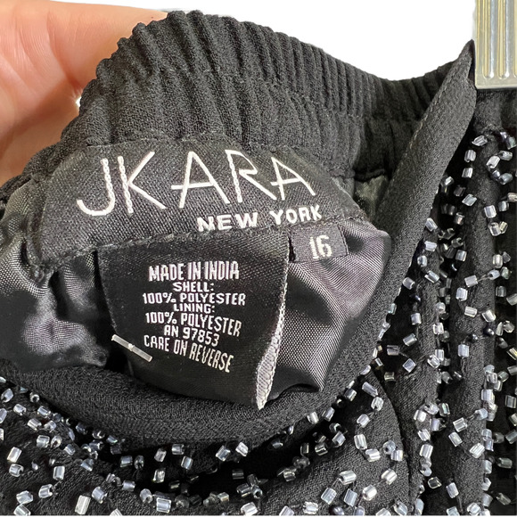 JK Ara Women's Slit Midi Skirt Formal Beaded Adjustable Waist  Black 16 NWT $98 - Picture 10 of 11